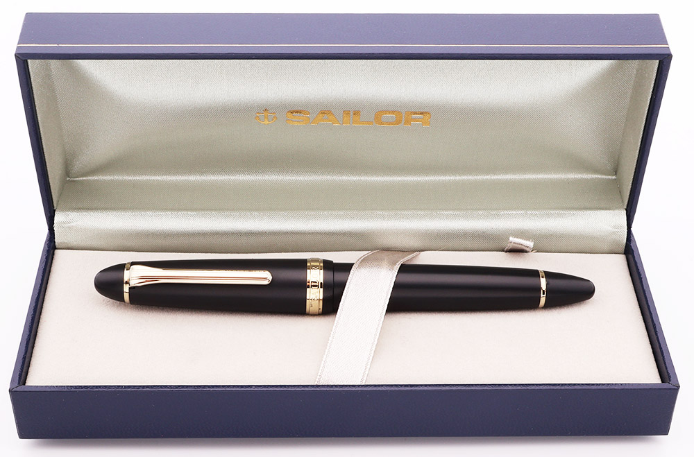 Sailor 1911L Fountain Pen - Large Size, Matte Black w Gold Trim